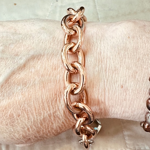Diego & Massimo Made in Italy Rose Tone & Silver Tone Chain Link Bracelet - Picture 3 of 12
